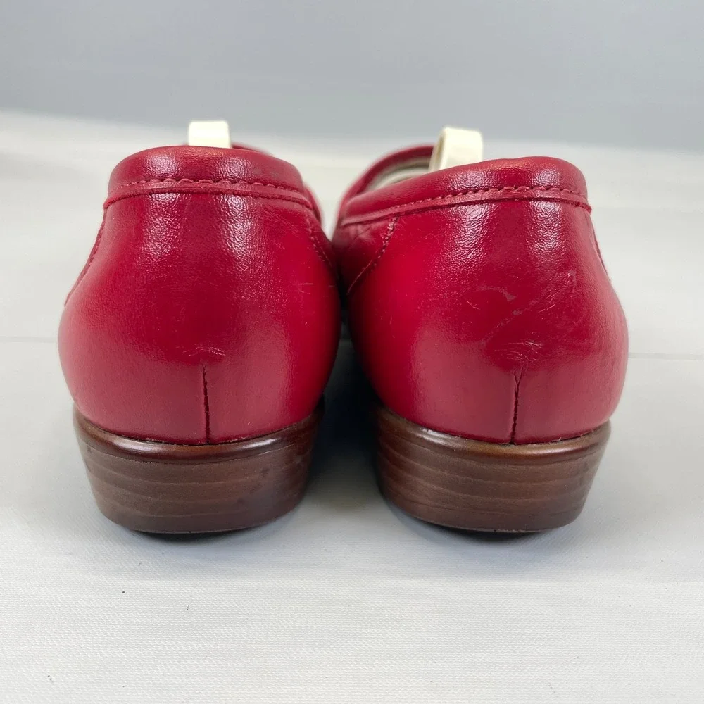 SAS Wink Penny Loafers Womens Size 7 S Red Leather Slip On Tripad Comfort Shoes